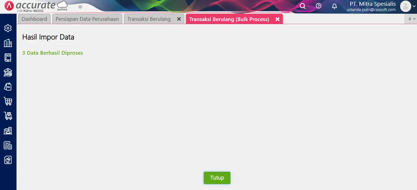 mencatat transaksi berulang secara massal
